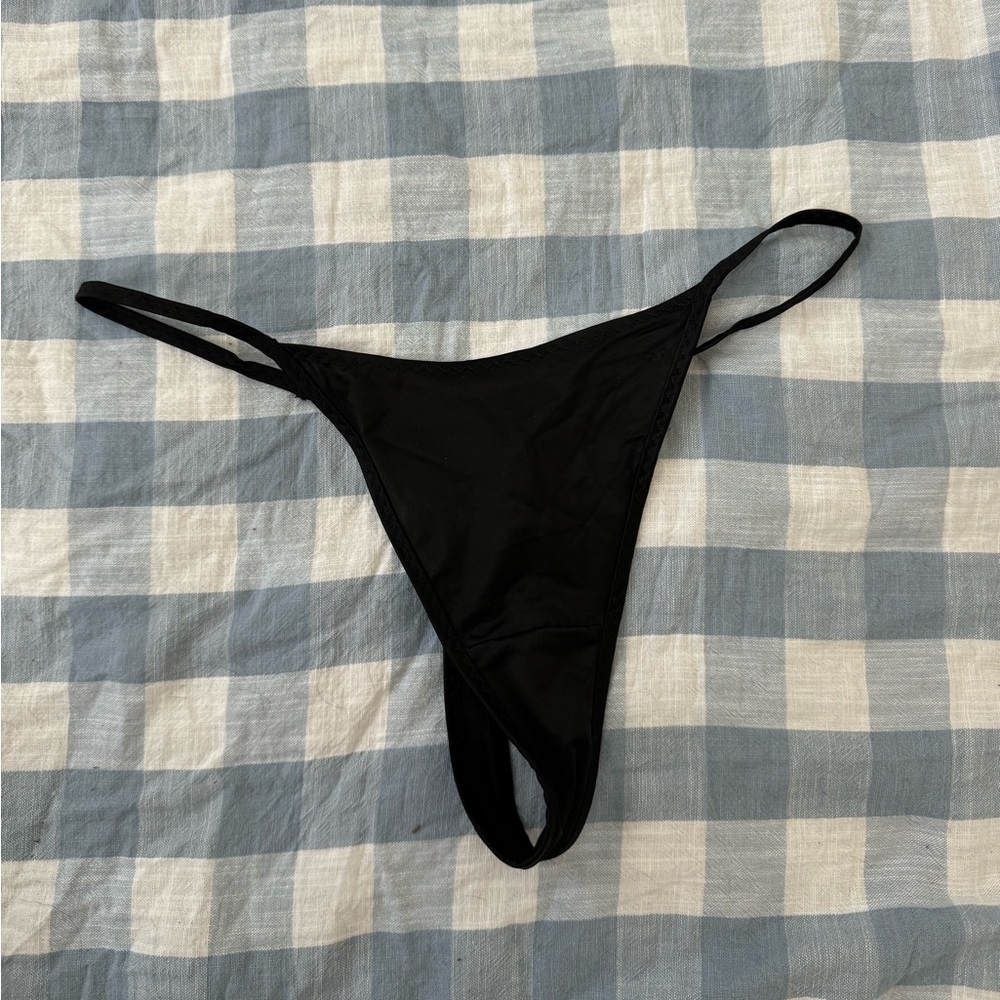 Black Silky High Cut Thong